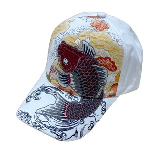 【Ripple】刺繍綿キャップ 紅鯉 オフ