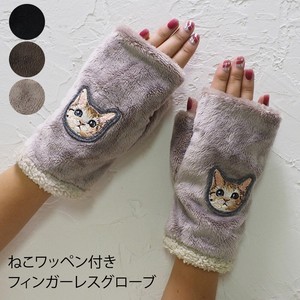 【2022秋冬】2022AW 秋冬 手袋：「ねこと毎日」 猫ワッペン付 フィンガーレスグローブ