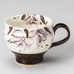 アメ釉花紋マグカップ 陶器 日本製 美濃焼 レトロ