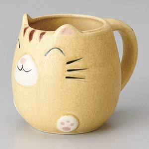 マット黄福猫マグカップ 陶器 日本製 美濃焼 ねこ