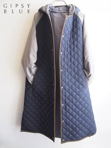 Padding Quilt Houndstooth Pattern Gingham CORDUROY Long Coat Di 2