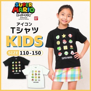 スーパーマリオ 子供服 キッズ Tシャツ KIDS アイコン 半袖 男の子 女の子