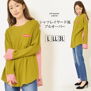 T-shirt Pullover Pocket Tops L Layered Look Ladies'