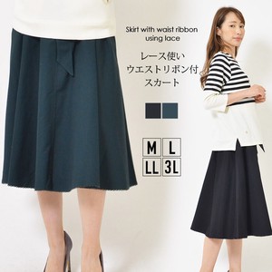 Skirt Plain Color Waist L Flare Skirt Ladies'