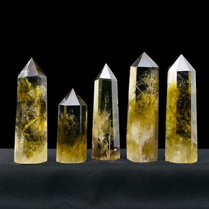 天然水晶黄水晶柱単尖六角柱原石ホームデスクトップ装飾品消磁置物  CLA500