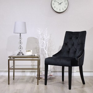 Dining Chair Black Velour Material 2 Pcs Set NP 3 6 658