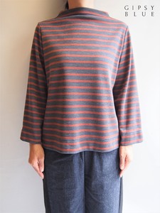 T-shirt Pullover Mock Neck Border Made in Japan