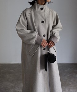 Stand Color Wool Long Coat Stand Color Outerwear Long