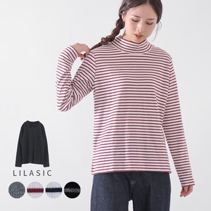 T-shirt Pullover Long Sleeves T-Shirt Long T-shirt High-Neck Ladies Cut-and-sew