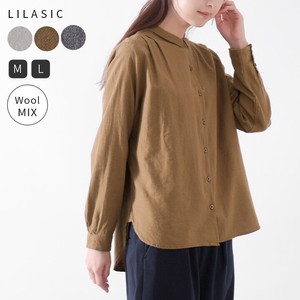 Button Shirt/Blouse Long Sleeves Ladies' Tuck