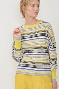 2 3 S/S Multi-Color Border Knitted Pullover