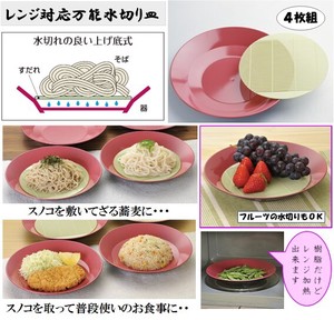 食洗機・レンジ対応万能水切り式深皿・4枚組<アウトレット>　食器　日本製　樹脂製