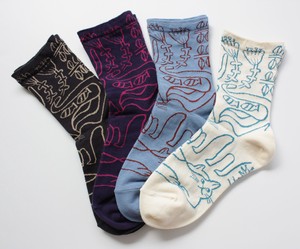New Pattern Illustration cat Ladies Socks Made in Japan