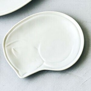 Mino ware Main Plate Ivory Cat Retro 18cm Made in Japan