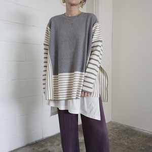 Sweater/Knitwear Side Slit Knit Tops Border