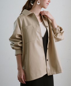 ★フェイクレザーシャツジャケット AW　ブルゾン　CPO　合皮