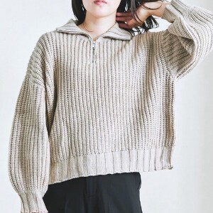 Sweater/Knitwear Pullover High-Neck V-Neck Zipped Bulky Autumn/Winter