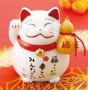 Ornament Happiness Beckoning cat Porcelain