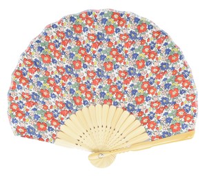 Japanese Fan Red Floral Pattern 22cm