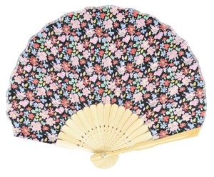 Japanese Fan Floral Pattern black 22cm