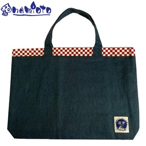 Tote Bag Denim M Ichimatsu Vintage Made in Japan