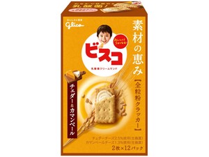グリコ ビスコ 素材の恵み 全粒粉 チェダー＆カマンベール 24枚 x5 【クッキー】