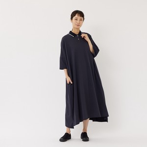 【SALE】日本製◎ハイゲージインレーポロ衿ワンピース