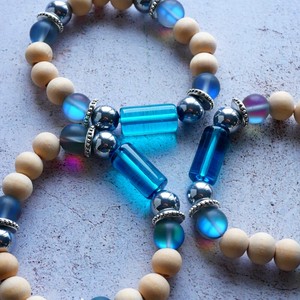 【Fragrance Diffuser Bracelet NO.52】 Blue Glass Beads & Hematite