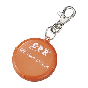 CPRフェイスシールドキーホルダー ME6204（オレンジ）  人工呼吸補助具 フェイスシールド（人工呼吸）