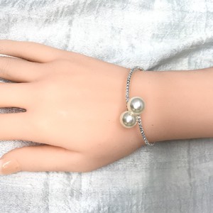 Silver Bracelet  Pearl sliver Rhinestone Bangle