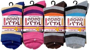 Crew Socks Socks Border 4-pairs