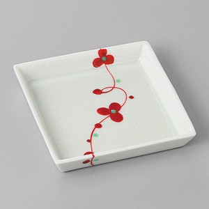 食器 有田焼 帯花紋（赤）角小皿 TOKI