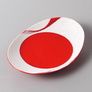 食器 有田焼 流水ラスター楕円小皿（赤） TOKI