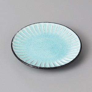 美濃焼 食器 黒土化粧しのぎ3．0皿（ブルー） MINOWARE TOKI 美濃焼
