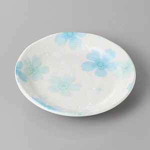 Mino ware Small Plate Blue Flower M