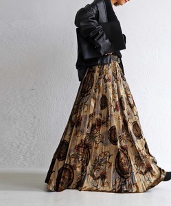 【アンティカ】高級感たっぷりな、アンティーク柄プリーツスカート。 PS-00365