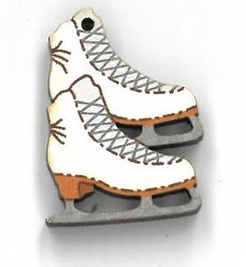 フランス製　木製ボタン 【アイススケート靴】アイボリー