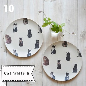 Jubilee エコバンブープレート 竹ファイバー 2枚セット 20cm Cat White B キャット 猫デザイン
