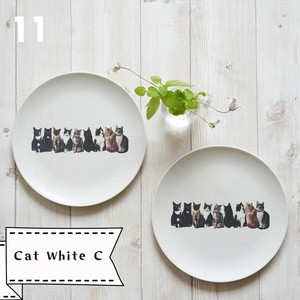 Jubilee エコバンブープレート 竹ファイバー 2枚セット 20cm Cat White C キャット 猫デザイン