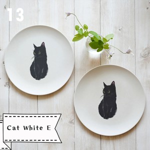 Jubilee エコバンブープレート 竹ファイバー 2枚セット 20cm Cat White E キャット 猫デザイン