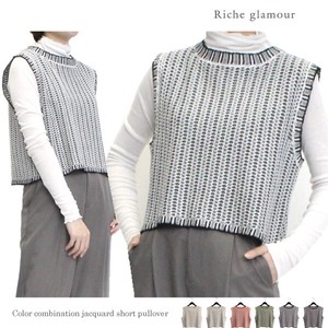 2 3 Knitted Color Scheme Jacquard Short Pullover 30 2 3