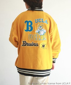 UCLAオーバーサイズ ハーフ釦 ワッペン刺繍スウェットスタジャン「2022新作」