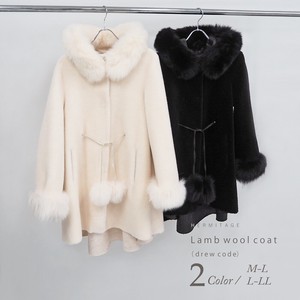 Rum Wool 100 A line With Hood Coat Fox Fur Double Face Mouton