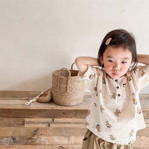 韓国スタイル　プリント　麻シャツ　ベビー　新生児　キッズ　子供服