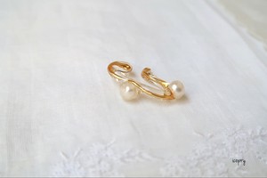 -  ear cuff  -  hook（gold 2パール）イヤーカフ