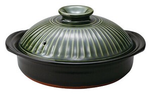 菊花織部釉　8号鍋　【日本製  萬古焼  耐熱陶器】
