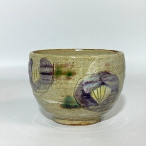 彫り山茶花（紫）　いっぷく碗　【日本製  陶器  美濃焼】