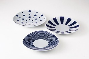 藍玉　多用皿トリオ　【日本製  陶器  波佐見焼】