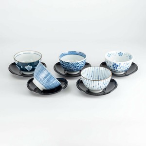 藍染五様 茶托付煎茶揃セット