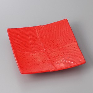 美濃焼 食器 朱赤市松5．0正角皿 MINOWARE TOKI 美濃焼